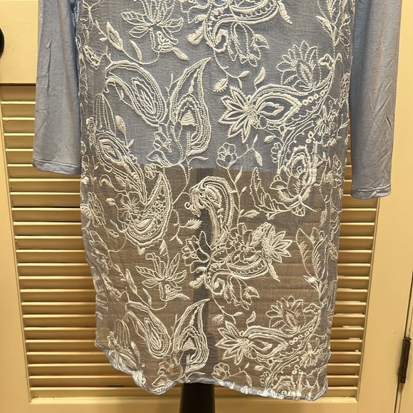 Soft Surroundings Adele Silk Tunic in Baby Blue, Size Medium - Picture 11 of 17